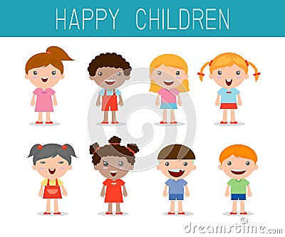 Happy children set, happy, kid symbol child, Vector illustration Vector Illustration