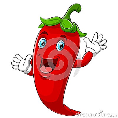 Happy chili cartoon character Vector Illustration