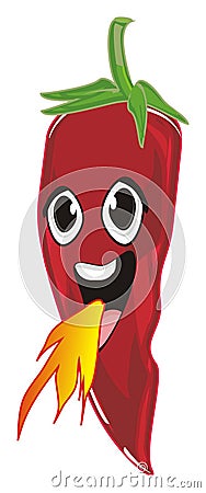 Happy chili pepper and little fire Stock Photo