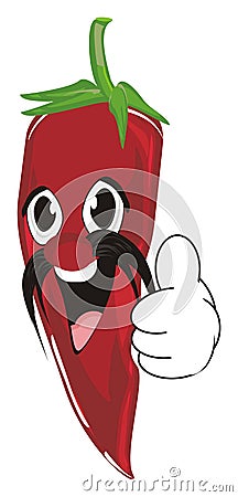 Happy chili pepper with mustache Stock Photo