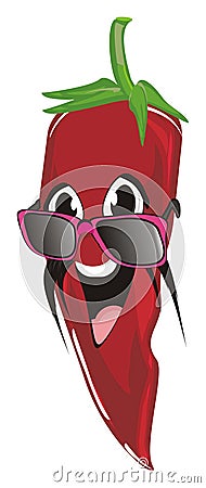 Happy chili pepper with mustache with object Stock Photo