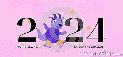 Happy Chinese New Year 2024. Year of the Dragon. Lunar new year celebration concept for greeting card. Dragon ice Vector Illustration
