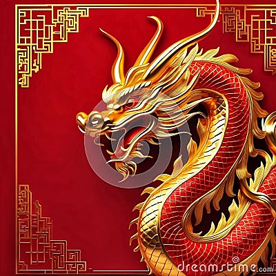 Happy chinese new year 2024. Year of the golden dragon. Stock Photo