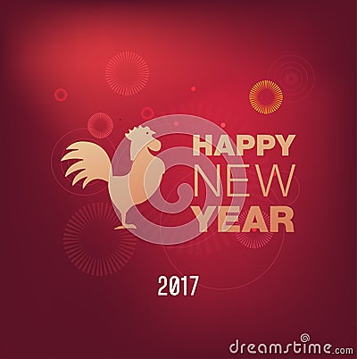 Happy Chinese new year 2017 with golden rooster, animal symbol of new year 2017 Vector Illustration
