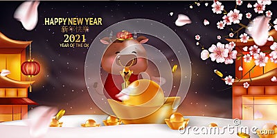 Happy Chinese new year 2021 greeting card. Vector Illustration