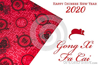 Happy Chinese New Year 2020 with red text on white background Stock Photo