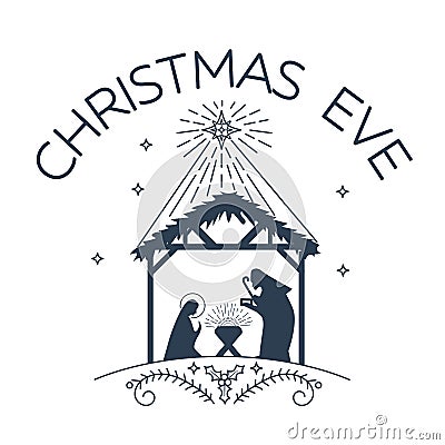 Happy Christmas Eve logo Cartoon Illustration