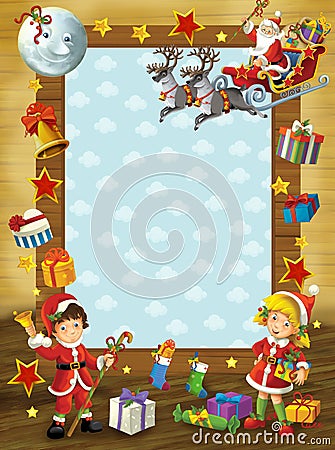 The happy christmas frame - illustration for the children Cartoon Illustration