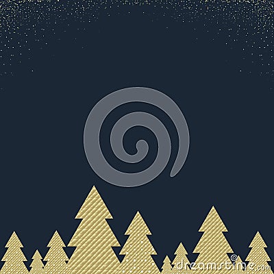 Happy Christmas Postcard With Firtree Vector Illustration