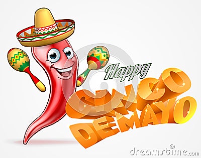 Happy Cinco De Mayo Chilli Pepper Mexican Design Vector Illustration