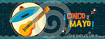 Happy cinco de mayo mexican mariachi web banner Vector Illustration