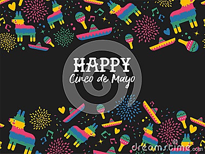 Happy Cinco de mayo mexican pattern greeting card Vector Illustration