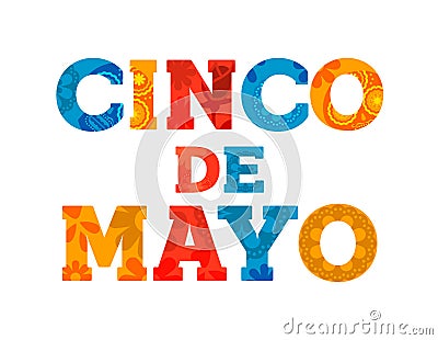 Happy Cinco de mayo text quote greeting card Vector Illustration