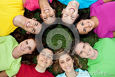 Happy circle of friends Stock Photo