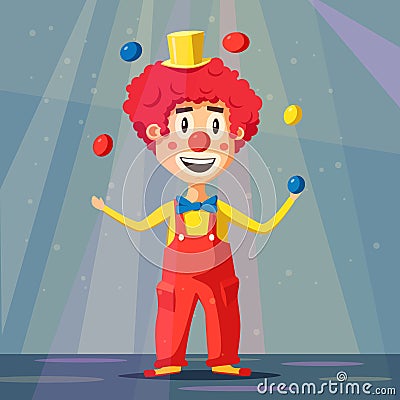 Happy circus clown. Cartoon vector illustration Vector Illustration