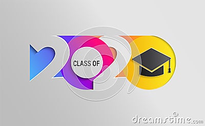 Happy Class of 2020, graduation colour banner. Vector Illustration