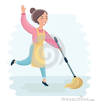 Happy cleaning woman Vector Illustration