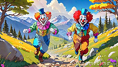 Happy clown excitement run enjoy life Stock Photo