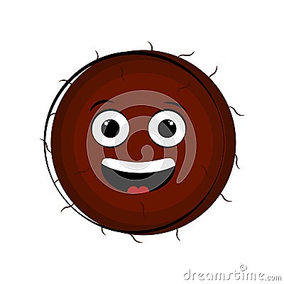 Happy coconut cartoon character emote Vector Illustration