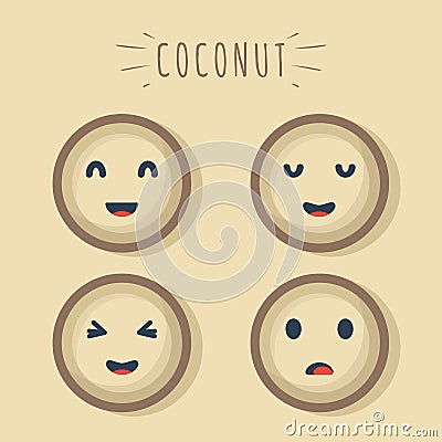 Happy coconut fruit Vector Illustration