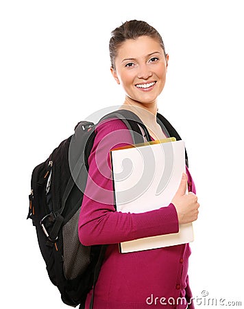 Happy college girl Stock Photo