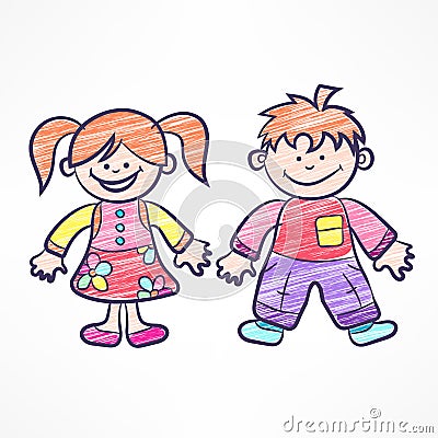 Happy color cartoon children. Vector illustration. Vector Illustration