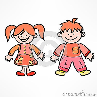 Happy color cartoon children. Vector illustration. Vector Illustration