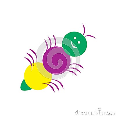 Happy colored little ant cartoon character. Vector Vector Illustration