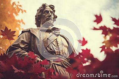 Happy Columbus day. a celebration in honor of the anniversary of the discovery of America by Christopher Columbus Stock Photo