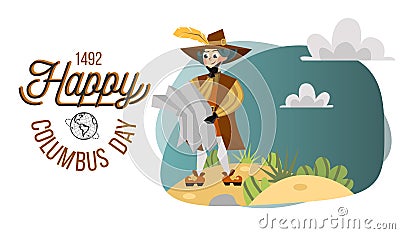 Happy Columbus Day greeting or invitation greeting card lettering text logo design Vector Illustration