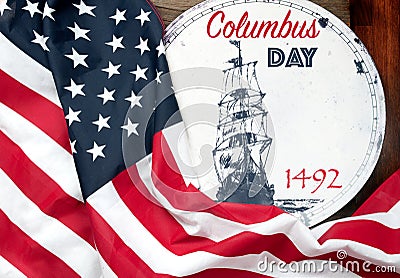 Happy Columbus Day. United States flag. Stock Photo