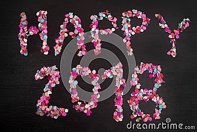 Happy 2018 with confetti Stock Photo