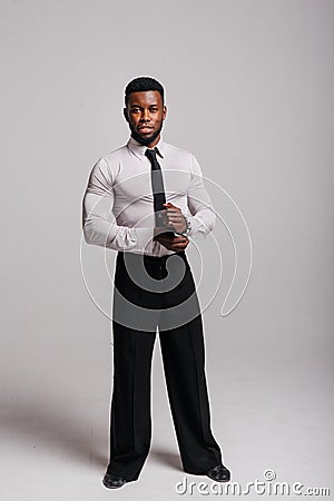 Happy confident young african american business male smiling with confidence, executive stylish company leader. Portrait Stock Photo