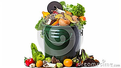 Happy And Content Kitchen Compost Bin - Green, Orange, And Brown Stock Photo
