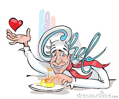 Happy Cook ,Cook , Italian Cuisine Vector Illustration