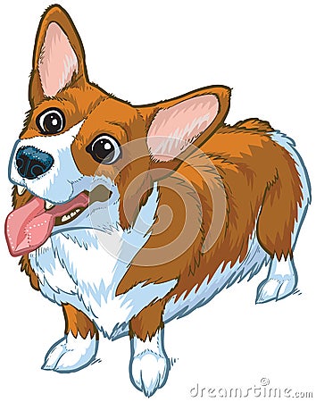 Happy Corgi Dog Vector Cartoon Illustration Vector Illustration