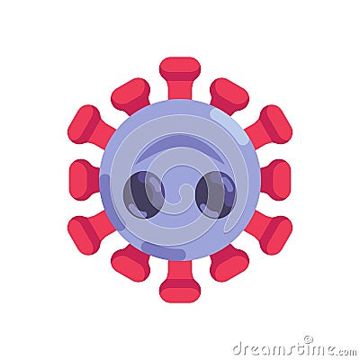 Happy coronavirus emoticon flat icon Vector Illustration