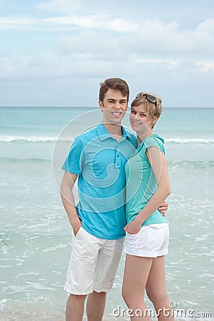 Happy couple on the beach Stock Photo