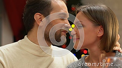 Happy couple celebrating Christmas together, caring and affectionate relations. Stock footage Happy couple celebrating Christmas together, caring and affectionate relations. Stock footage