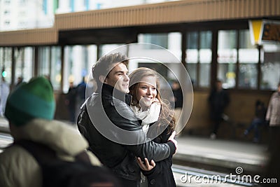 Happy couple in the city Stock Photo