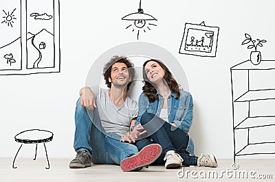 Happy Couple Dream New Home Stock Photo