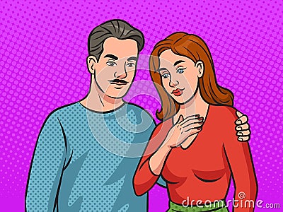 Happy couple family pinup pop art vector Vector Illustration