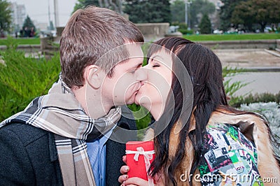 Happy couple kissing Stock Photo