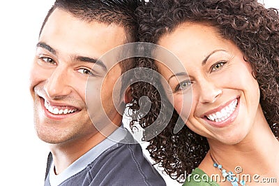 Happy couple in love. Over white background Stock Photo