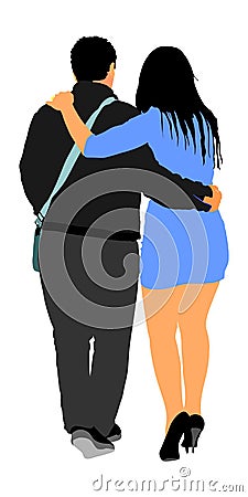 Happy couple in love walking isolated on white background. Client with escort lady entertainment. Mature people enjoy. Stock Photo