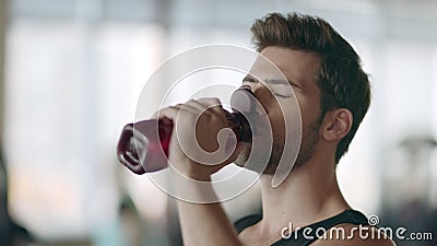 Happy couple making selfie in fitness gym. Woman and man taking mobile photo stock video footage Happy couple making selfie in fitness gym. Woman and man taking mobile photo stock video footage