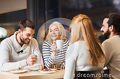 Happy couple meeting and drinking tea or coffee Stock Photo