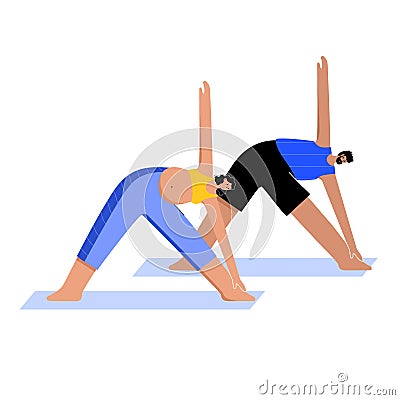 Yoga flat vector illustration. Healthy pregnancy. Vector Illustration