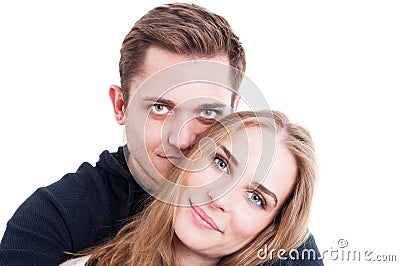 Happy couple portrait cuddling and being affective Stock Photo