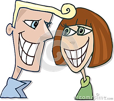 Happy couple smiling Vector Illustration